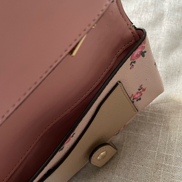 Coach Floral Wallet with Wrist Strap Pink and Beige - Picture 6 of 8
